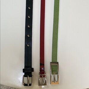 Banana Republic Black and Red Leather Belts with Silver Buckles